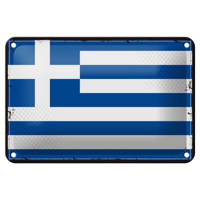 Cartel de chapa con bandera de Grecia, 18x12cm, bandera Retro, decoración de Grecia