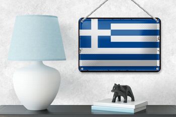 Signe en étain drapeau de la grèce 18x12cm, drapeau rétro, décoration de la grèce 4