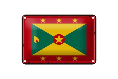 Blechschild Flagge Grenadas 18x12cm Retro Flag of Grenada Dekoration