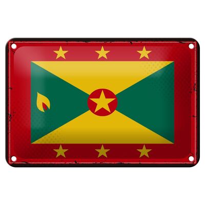 Drapeau de la Grenade en étain, 18x12cm, décoration rétro, drapeau de la Grenade