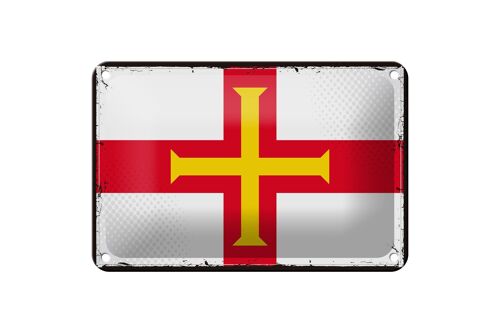 Blechschild Flagge Guernseys 18x12cm Retro Flag of Guernsey Dekoration