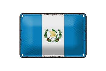 Signe en étain drapeau du Guatemala 18x12cm, drapeau rétro, décoration du Guatemala 1