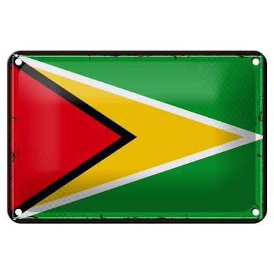 Blechschild Flagge Guyanas 18x12cm Retro Flag of Guyana Dekoration