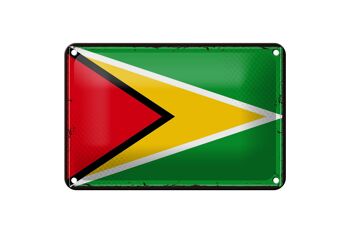 Signe en étain drapeau de Guyane 18x12cm, drapeau rétro de décoration de Guyane 1