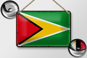 Signe en étain drapeau de Guyane 18x12cm, drapeau rétro de décoration de Guyane 2