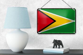 Signe en étain drapeau de Guyane 18x12cm, drapeau rétro de décoration de Guyane 4