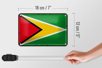 Signe en étain drapeau de Guyane 18x12cm, drapeau rétro de décoration de Guyane 5