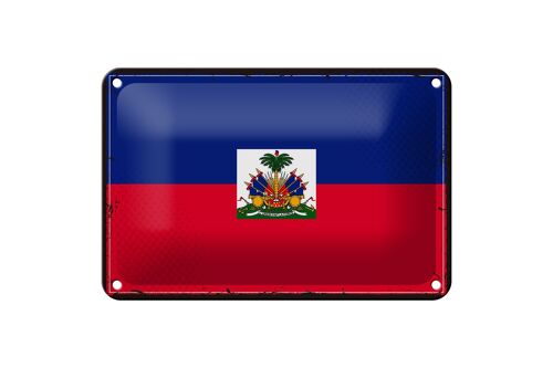 Blechschild Flagge Haitis 18x12cm Retro Flag of Haiti Dekoration