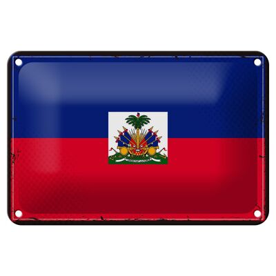 Targa in metallo Bandiera di Haiti 18x12 cm Decorazione con bandiera retrò di Haiti