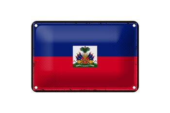 Signe en étain drapeau d'haïti 18x12cm, drapeau rétro d'haïti, décoration 1