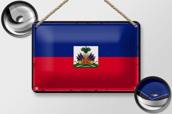 Signe en étain drapeau d'haïti 18x12cm, drapeau rétro d'haïti, décoration 2