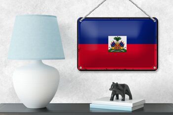 Signe en étain drapeau d'haïti 18x12cm, drapeau rétro d'haïti, décoration 4