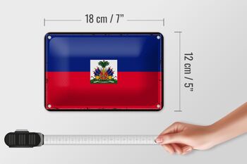 Signe en étain drapeau d'haïti 18x12cm, drapeau rétro d'haïti, décoration 5
