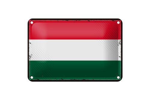 Blechschild Flagge Ungarns 18x12cm Retro Flag of Hungary Dekoration