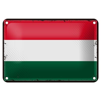 Targa in metallo Bandiera dell'Ungheria 18x12 cm Decorazione con bandiera retrò dell'Ungheria