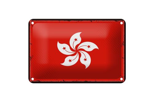 Blechschild Flagge Hongkongs 18x12cm Retro Flag Hong Kong Dekoration