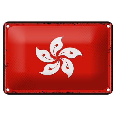 Cartel de hojalata con bandera de Hong Kong, 18x12cm, bandera Retro, decoración de Hong Kong