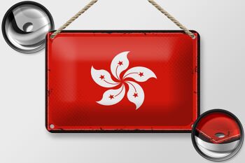Signe en étain drapeau de Hong Kong 18x12cm, drapeau rétro, décoration de Hong Kong 2