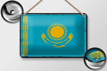 Drapeau du Kazakhstan en étain, 18x12cm, décoration rétro du Kazakhstan 2