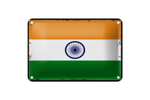 Blechschild Flagge Indiens 18x12cm Retro Flag of India Dekoration