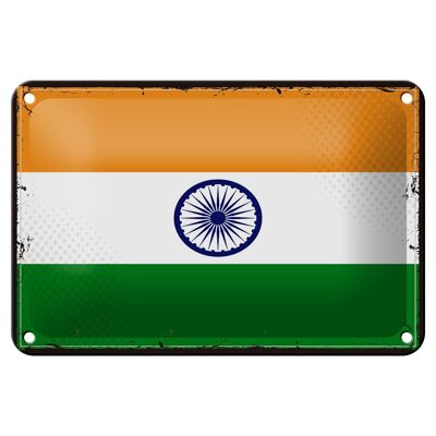 Blechschild Flagge Indiens 18x12cm Retro Flag of India Dekoration