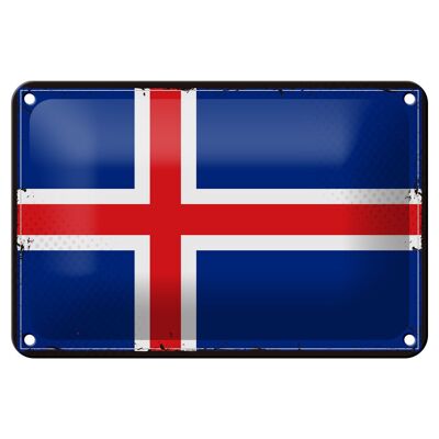 Blechschild Flagge Islands 18x12cm Retro Flag of Iceland Dekoration