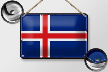 Signe en étain drapeau de l'islande 18x12cm, décoration rétro du drapeau de l'islande 2