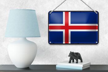Signe en étain drapeau de l'islande 18x12cm, décoration rétro du drapeau de l'islande 4