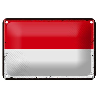 Signe en étain drapeau de l'indonésie, 18x12cm, drapeau rétro, décoration indonésienne