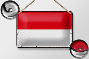 Signe en étain drapeau de l'indonésie, 18x12cm, drapeau rétro, décoration indonésienne 2