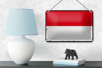 Signe en étain drapeau de l'indonésie, 18x12cm, drapeau rétro, décoration indonésienne 4