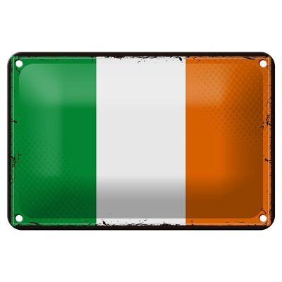 Targa in metallo Bandiera dell'Irlanda 18x12 cm Decorazione retrò con bandiera dell'Irlanda