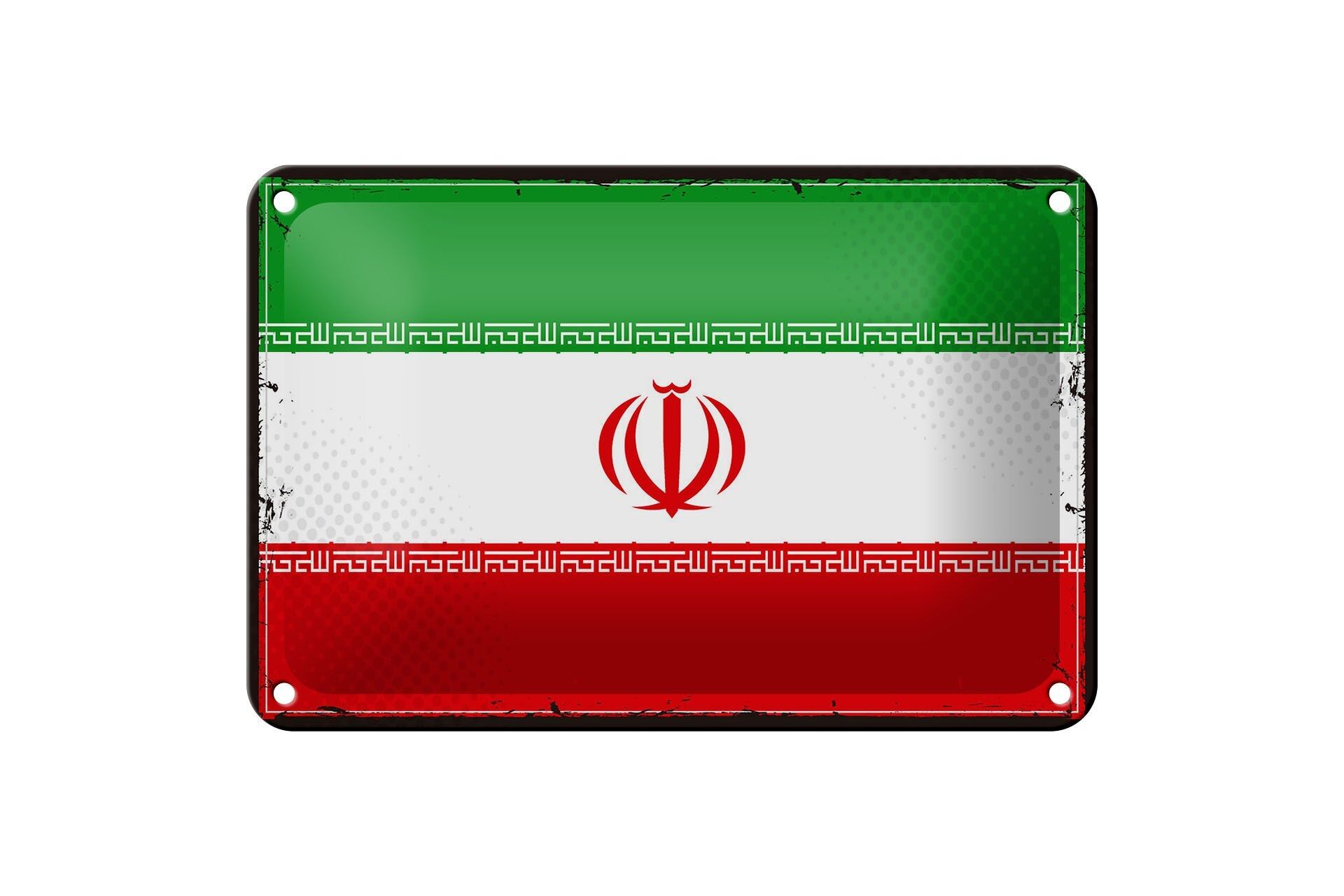Cartel de chapa con bandera de Irán, 18x12cm, decoración Retro de la bandera de Irán