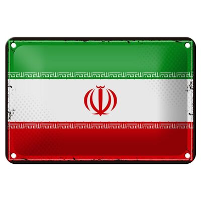 Targa in metallo Bandiera dell'Iran 18x12 cm Decorazione con bandiera retrò dell'Iran