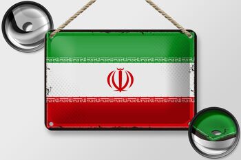 Signe en étain drapeau de l'iran 18x12cm, drapeau rétro de l'iran, décoration 2