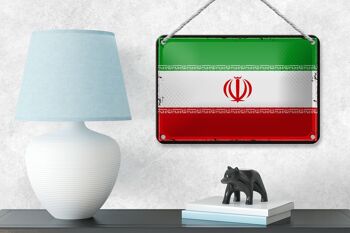 Signe en étain drapeau de l'iran 18x12cm, drapeau rétro de l'iran, décoration 4
