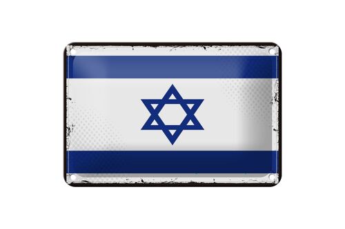 Blechschild Flagge Israels 18x12cm Retro Flag of Israel Dekoration