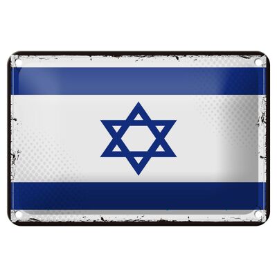 Targa in metallo Bandiera di Israele 18x12 cm Decorazione con bandiera retrò di Israele