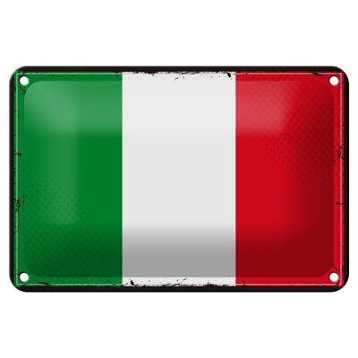 Targa in metallo Bandiera d'Italia 18x12 cm Decorazione retrò con bandiera d'Italia