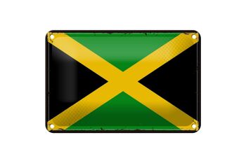 Signe en étain drapeau de la jamaïque 18x12cm, drapeau rétro de la jamaïque, décoration 1