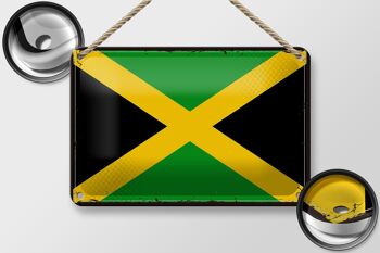 Signe en étain drapeau de la jamaïque 18x12cm, drapeau rétro de la jamaïque, décoration 2