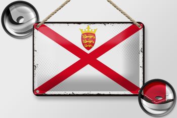 Signe en étain drapeau de Jersey 18x12cm, drapeau rétro de décoration de Jersey 2