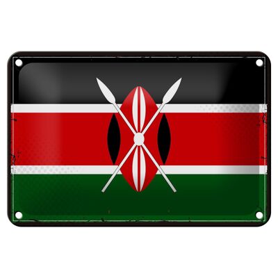 Signe en étain drapeau du Kenya 18x12cm, drapeau rétro du Kenya, décoration