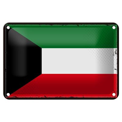 Targa in metallo Bandiera del Kuwait 18x12 cm Decorazione con bandiera retrò del Kuwait