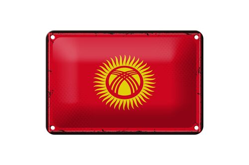 Blechschild Flagge Kirgisistans 18x12cm Retro Kyrgyzstan Dekoration