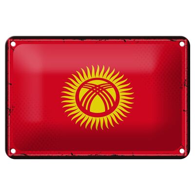 Blechschild Flagge Kirgisistans 18x12cm Retro Kyrgyzstan Dekoration