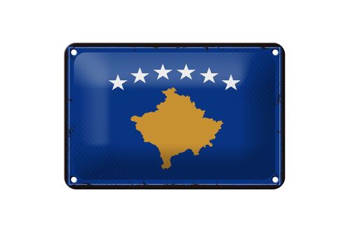 Blechschild Flagge Kosovo 18x12cm Retro Flag of Kosovo Dekoration