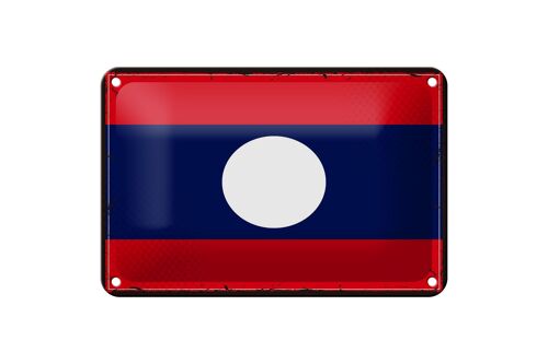 Blechschild Flagge Laos 18x12cm Retro Flag of Laos Dekoration