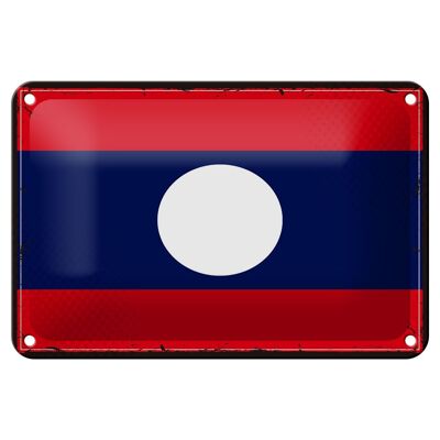 Targa in metallo Bandiera del Laos 18x12 cm Decorazione con bandiera retrò del Laos