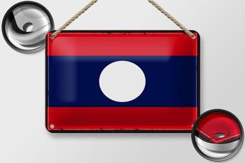 Signe en étain drapeau du Laos 18x12cm, drapeau rétro du Laos, décoration 2